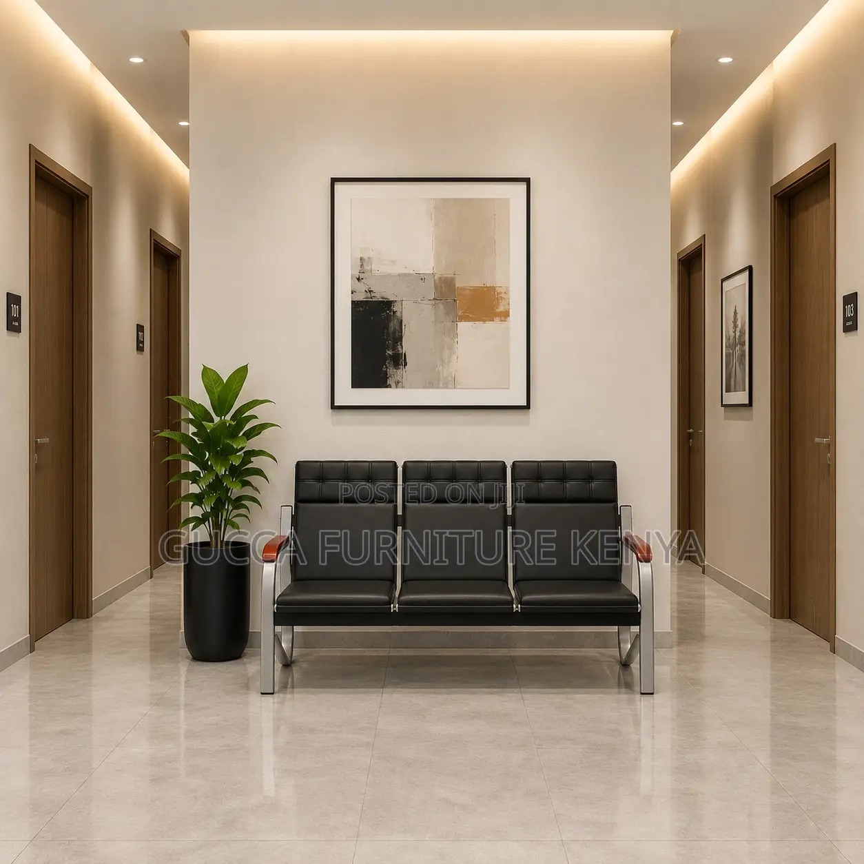 5-Seater Leather Visitor's Office Sofa