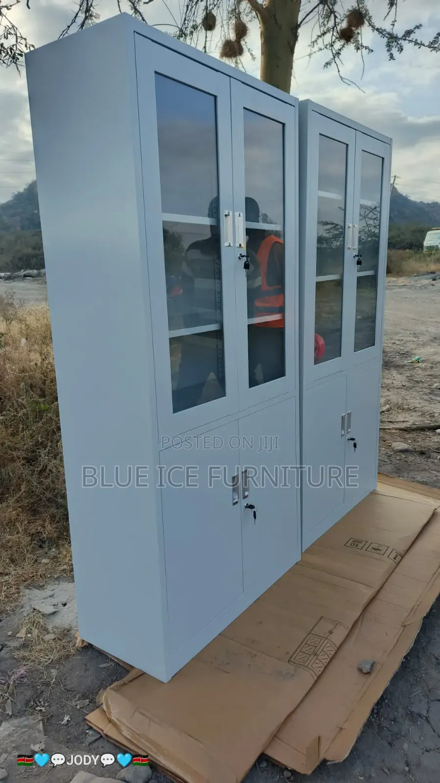 Modern 2-Door Glass Office Filling Cabinet