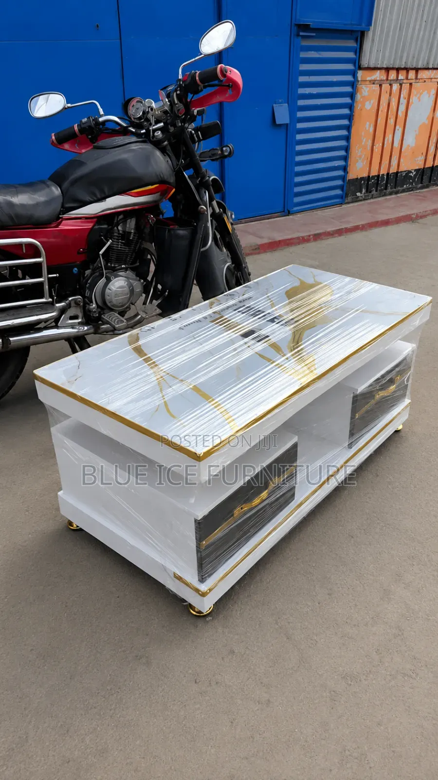 Modern Living Room Coffee Table White Gold