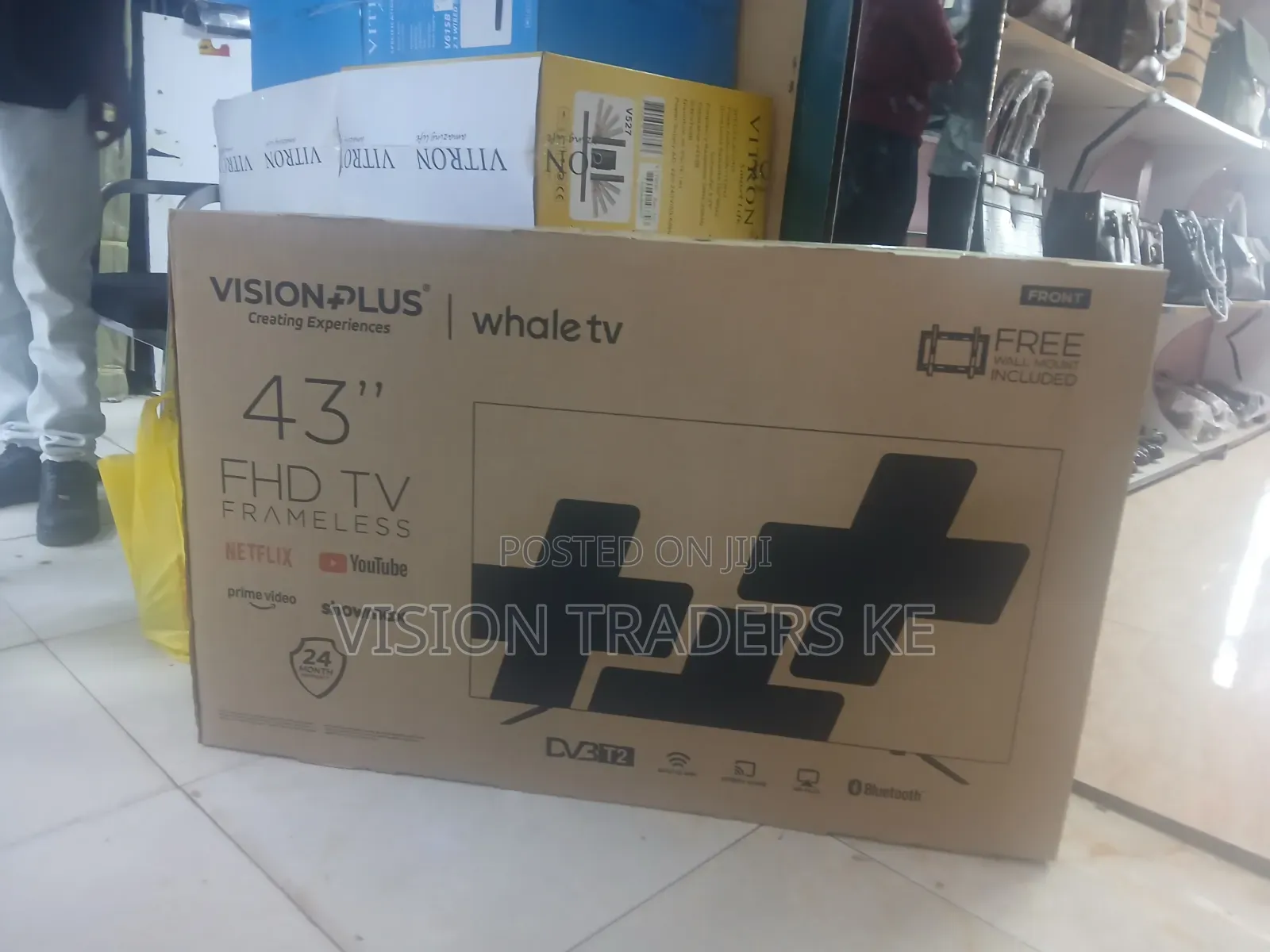 Vision Plus 43 Inches Smart WHALE Frameless FHD TV Free Wall Mount