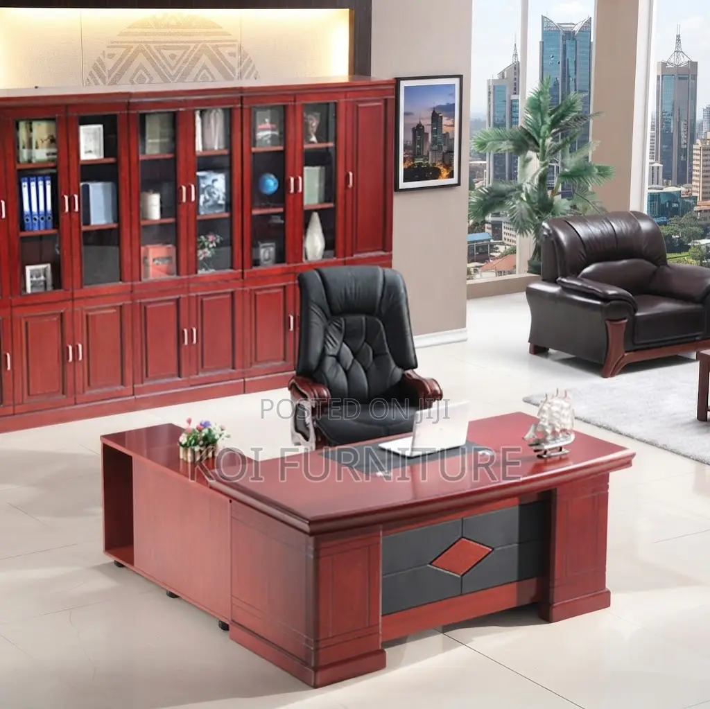 Office Desk; 1.8 Meters Executive Mahogany L Shape Office Desk