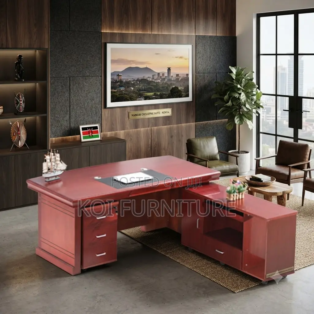 Office Desk; 1.8 Meters Executive Mahogany L Shape Office Desk