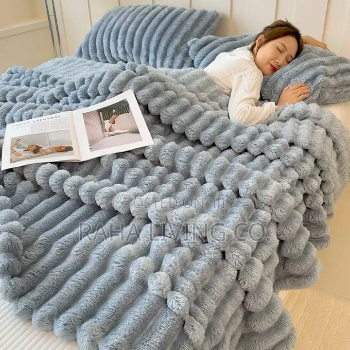 Modern Plain Striped Woven Flannel Fleece Blanket