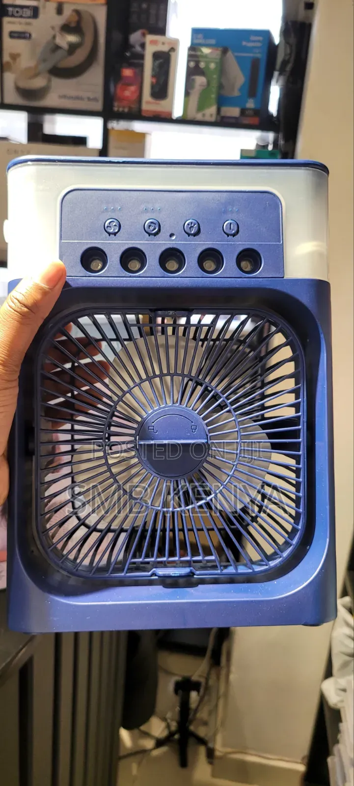 Portable 3-in-1 Mini Air Cooler Fan With Humidifier – Blue