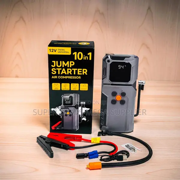 Rechargeable Battery 10-in-1 Car Jump Starter Digital Air Compressor