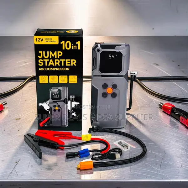 Rechargeable Battery 10-in-1 Car Jump Starter Digital Air Compressor