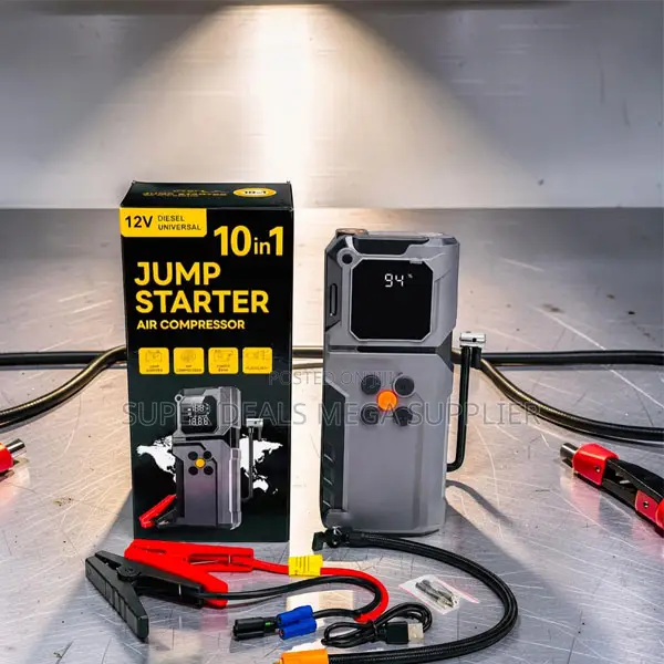 Smart Display 10-in-1 Car Jump Starter Digital Air Compressor Inflator
