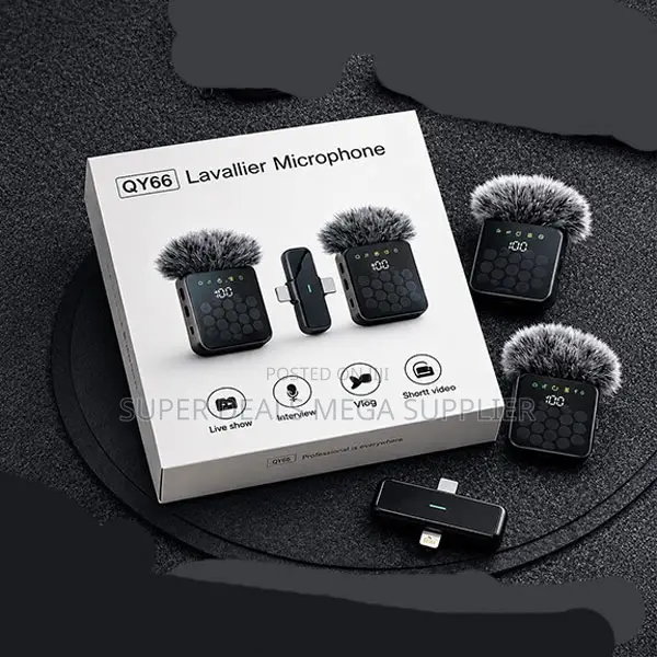 Portable 3 in 1 Dual Mics Wireless Lavalier Microphone