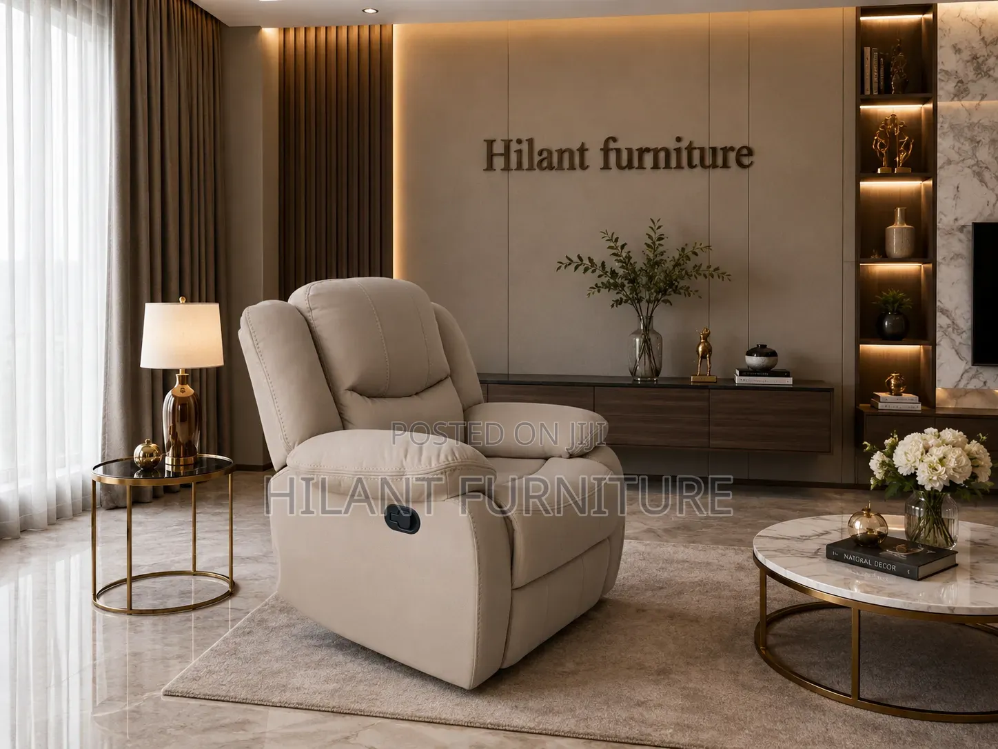 1 -Seater Cream Recliner Sofa