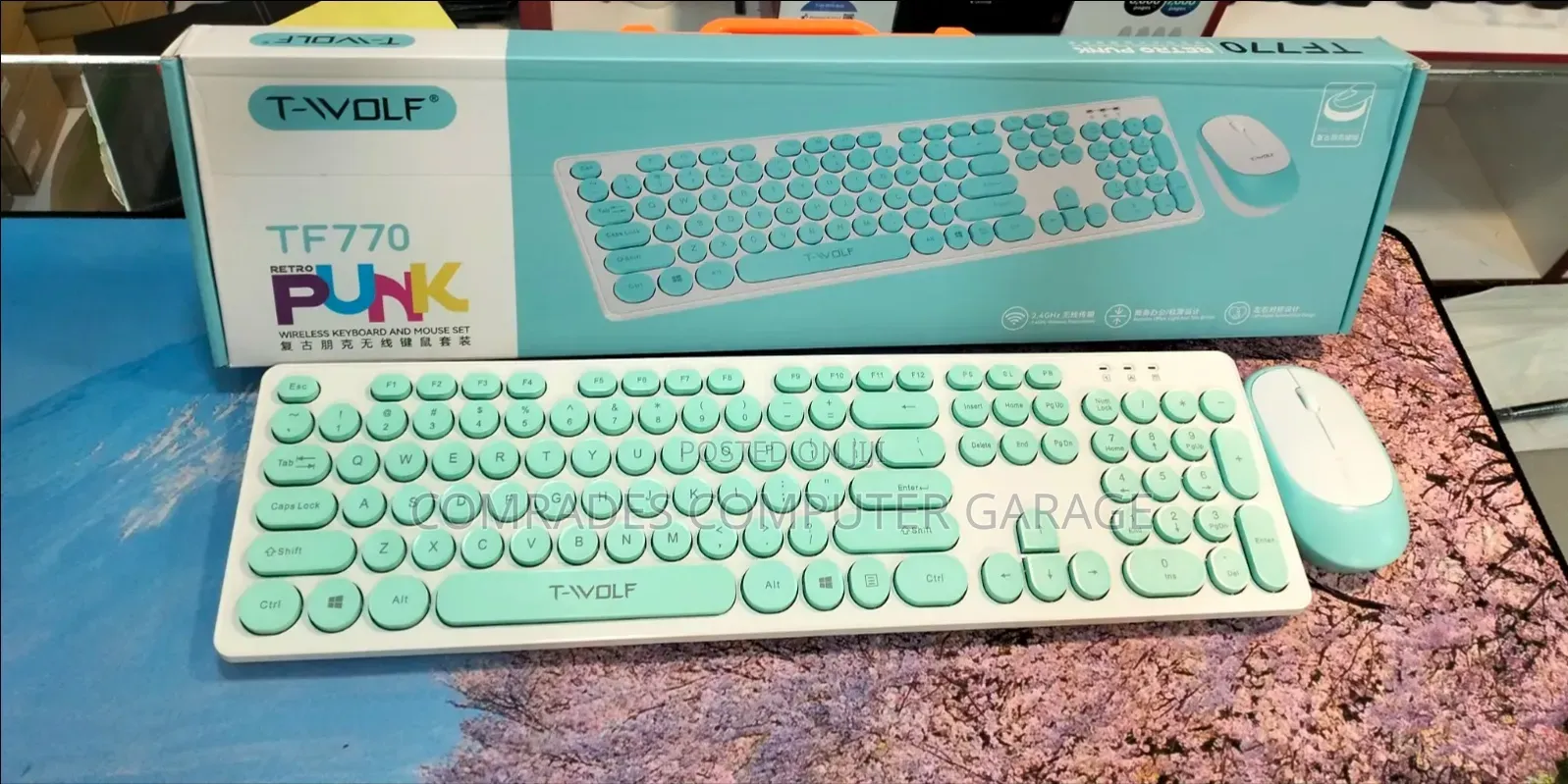 T-Wolf TF770 Retro Wireless Keyboard Mouse Combo