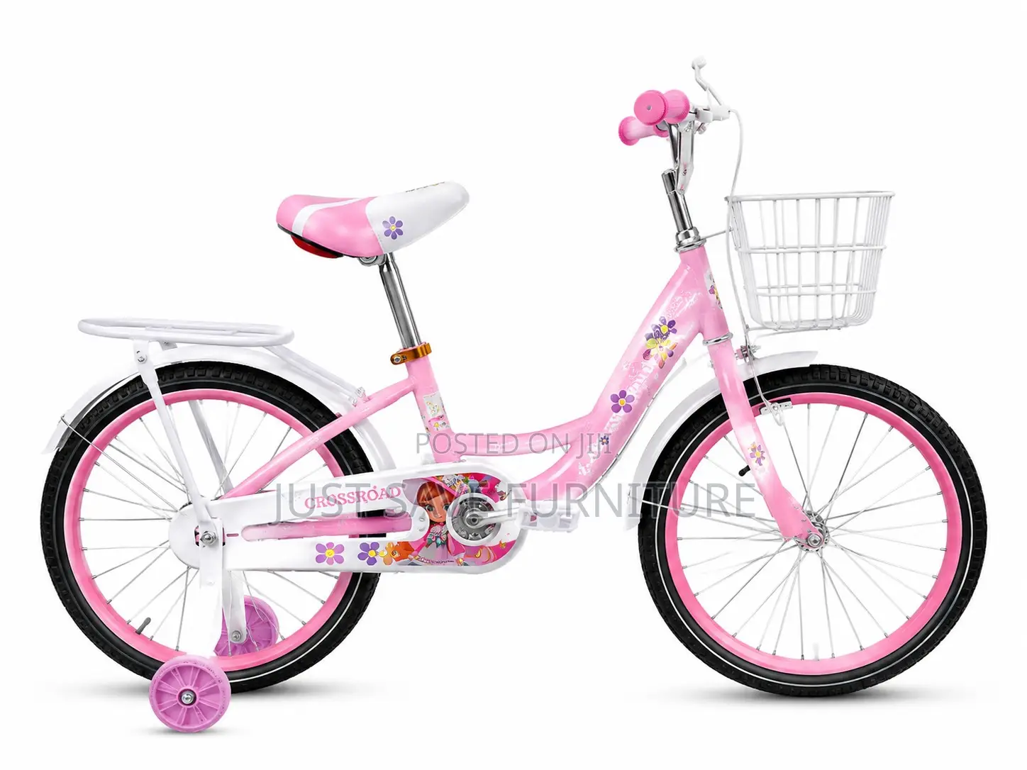CrossRoad 20-Inch Girls Bicycle With Basket Training Wheels