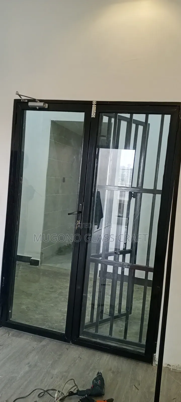 Aluminium Double Door Complete With Glass and Door Closer
