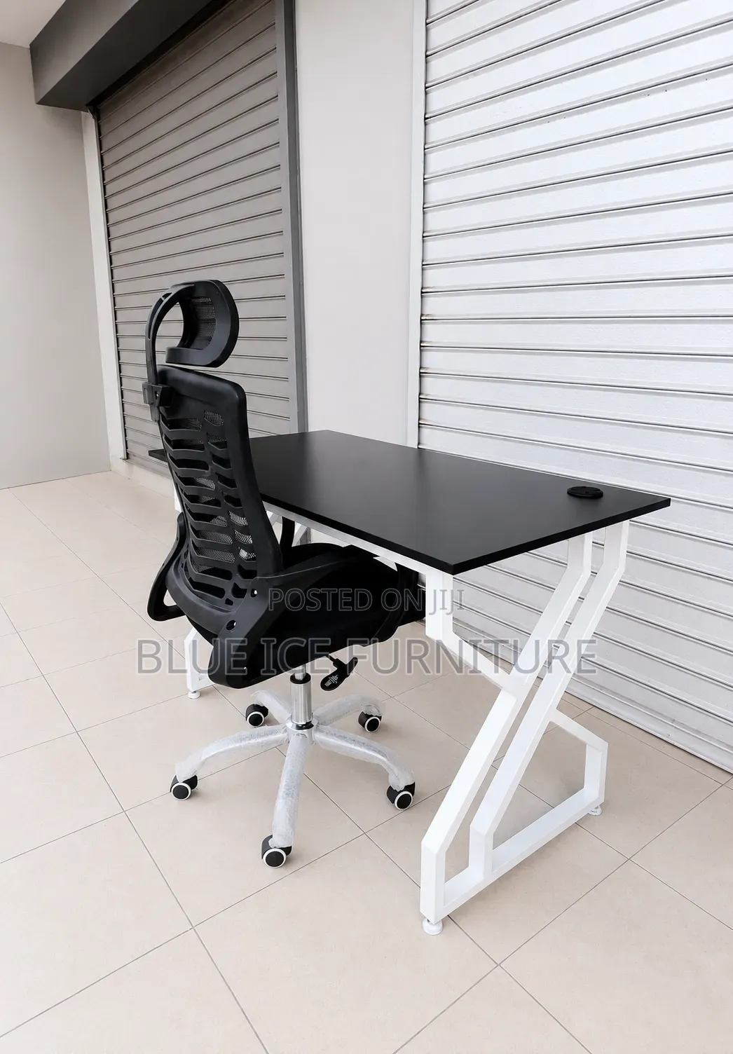Office Workstation Desk Adjustable Chair - Black White