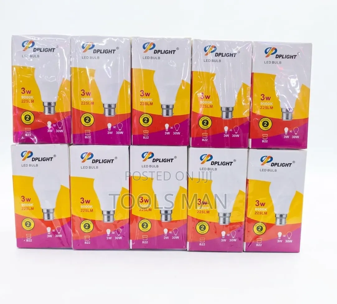 DPLIGHT 3W LED Bulb B22 Bayonet Base - Pack of 10.