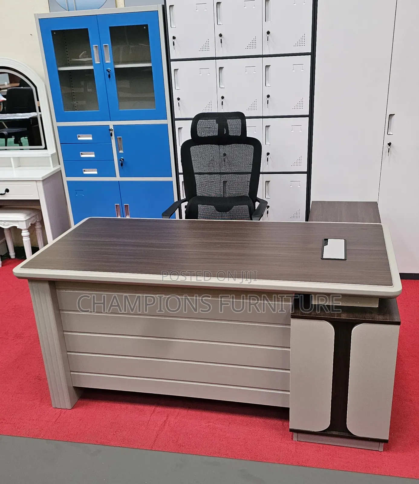 1.6M Executive Beige and Brown Office Desk
