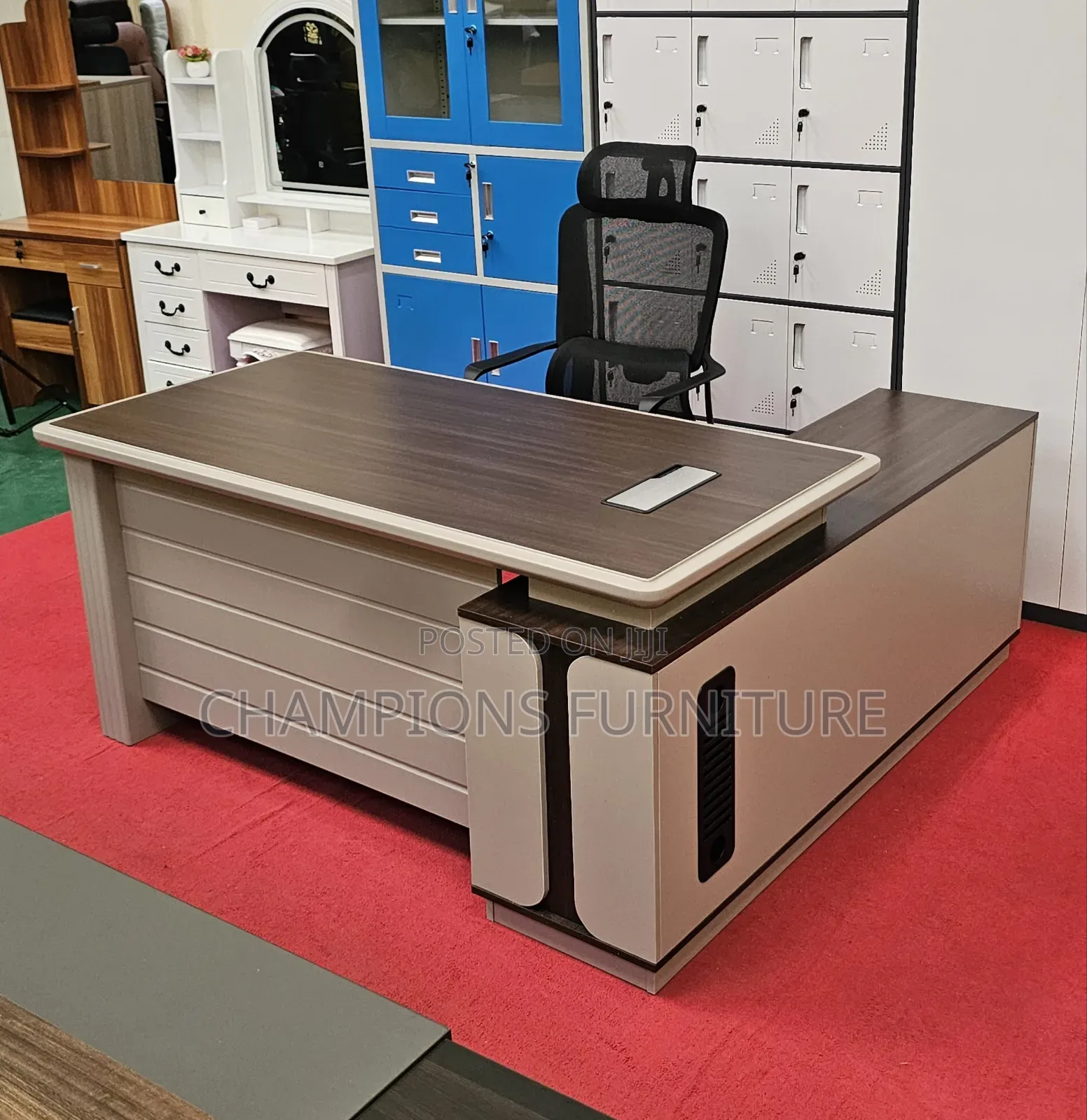 1.6M Executive Beige and Brown Office Desk