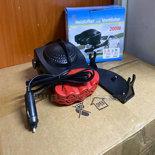 12V Cigarette Lighter Socket 360° Adjustable 2-in-1 Hot Cold Fan