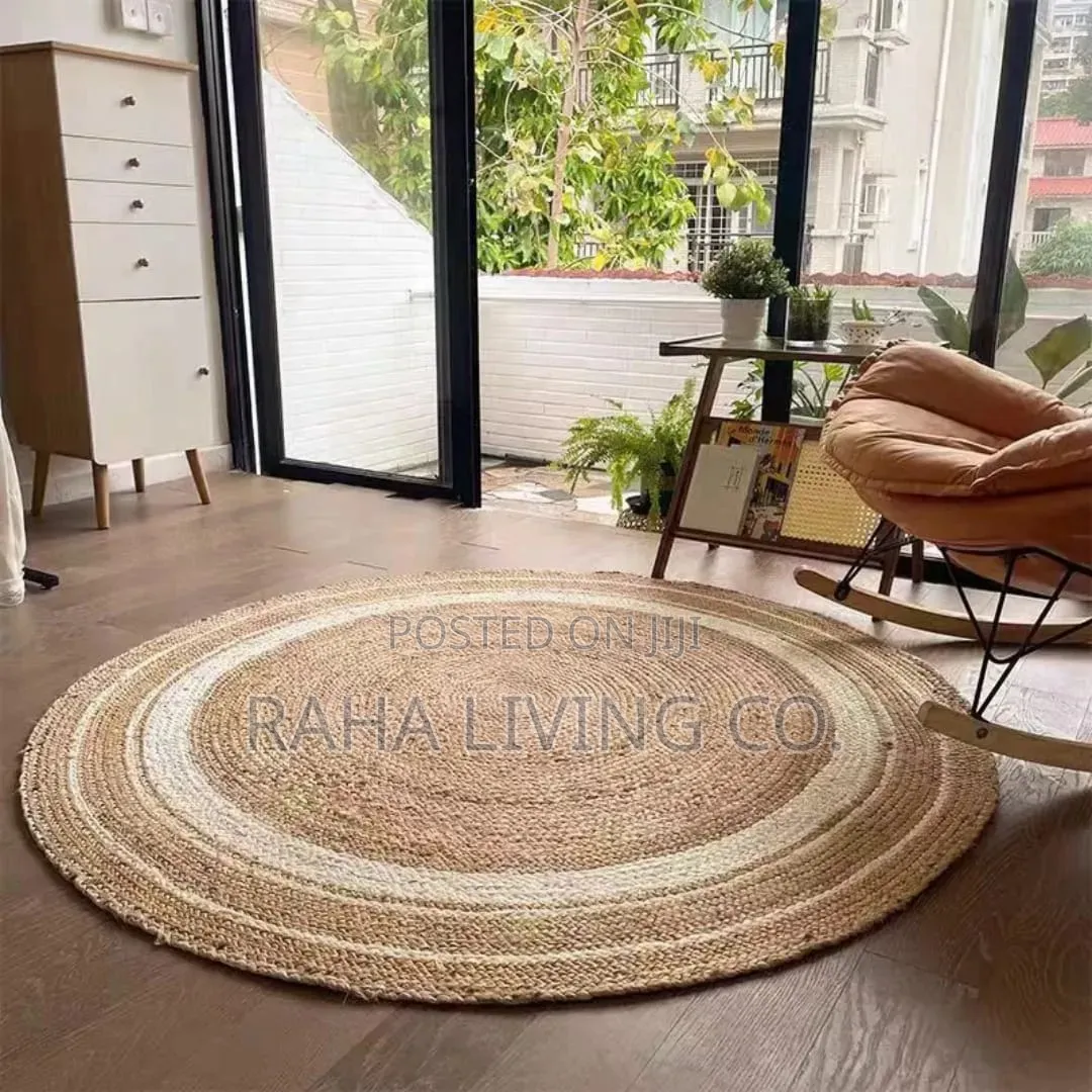 Hand Braided Natural Round Jute Rug for Home Décor