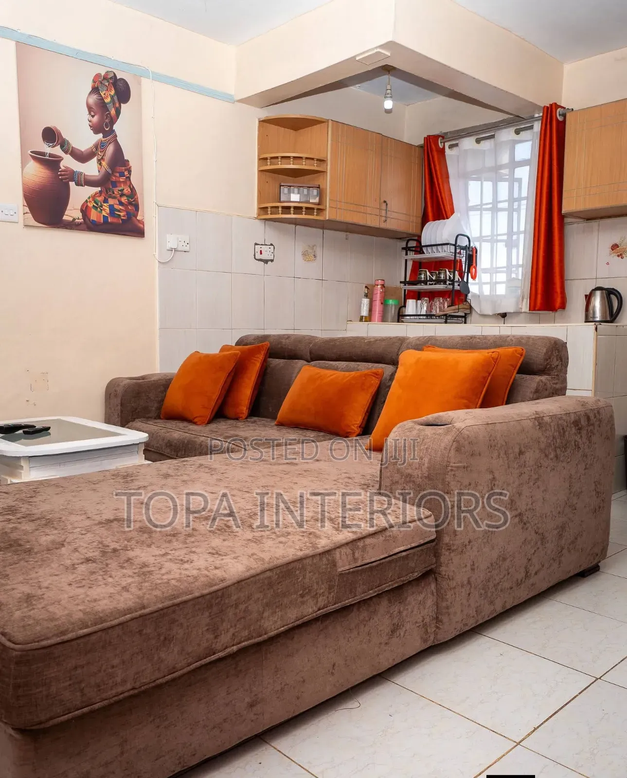 Beautiful Orange Polyester Curtains With Eyelets