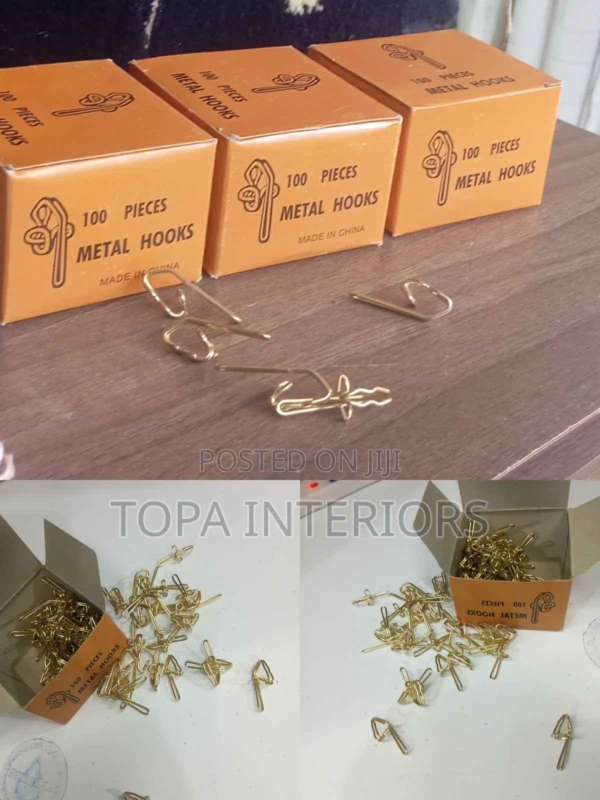 Gold Metal Curtain Hooks Box of 100 Pieces