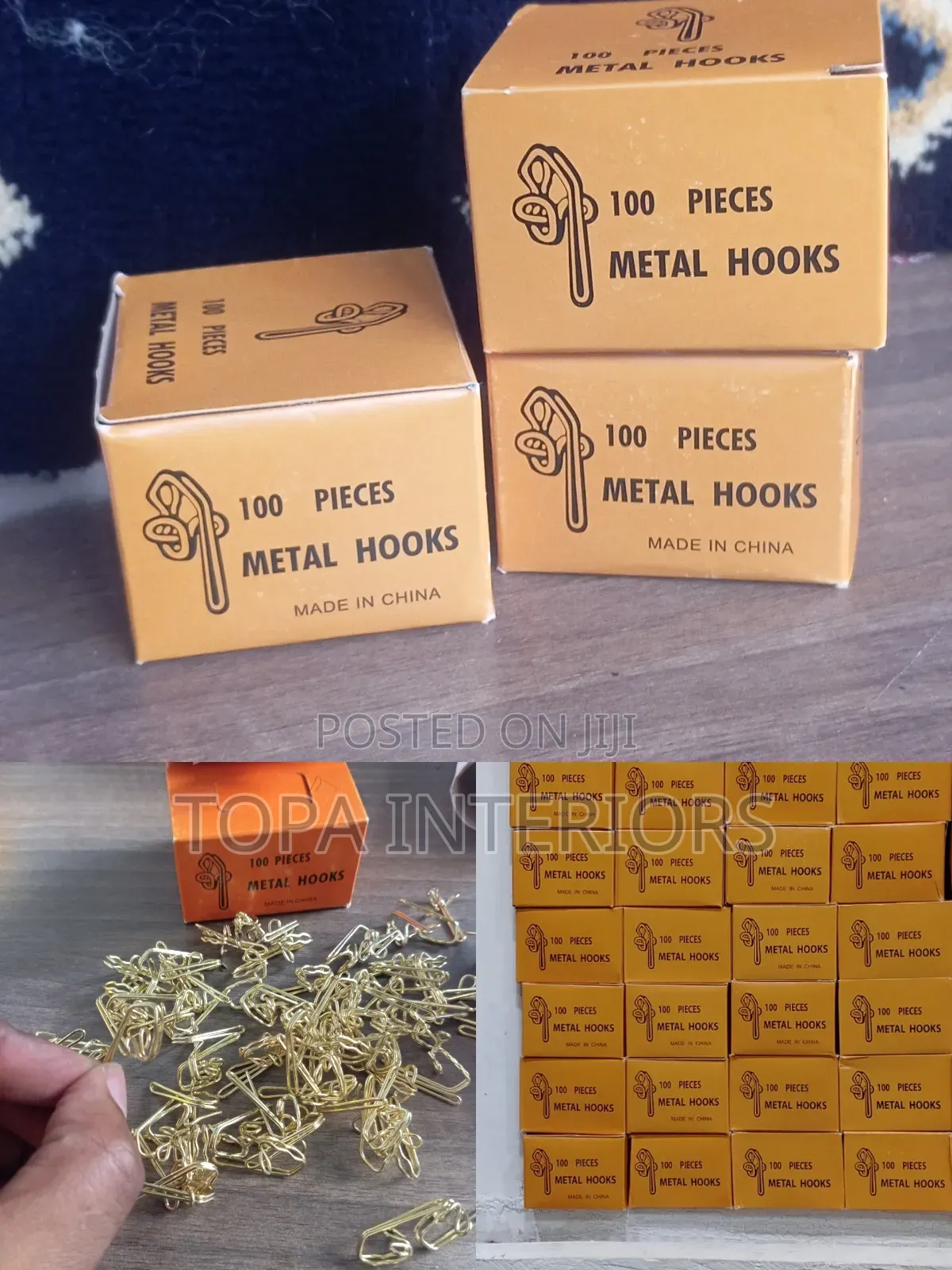 Gold Metal Curtain Hooks Box of 100 Pieces