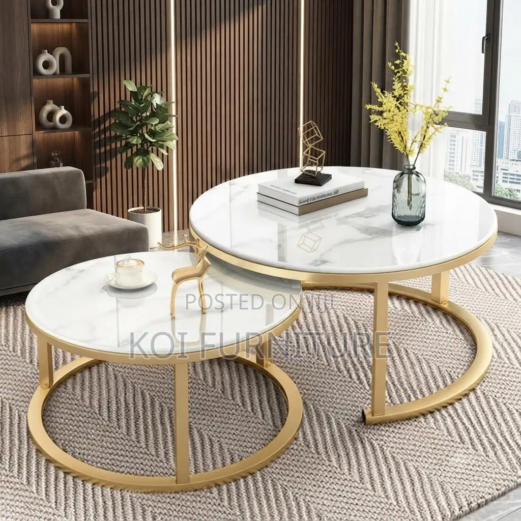 Coffee Table; Round Home Living Room Marble Coffee Table