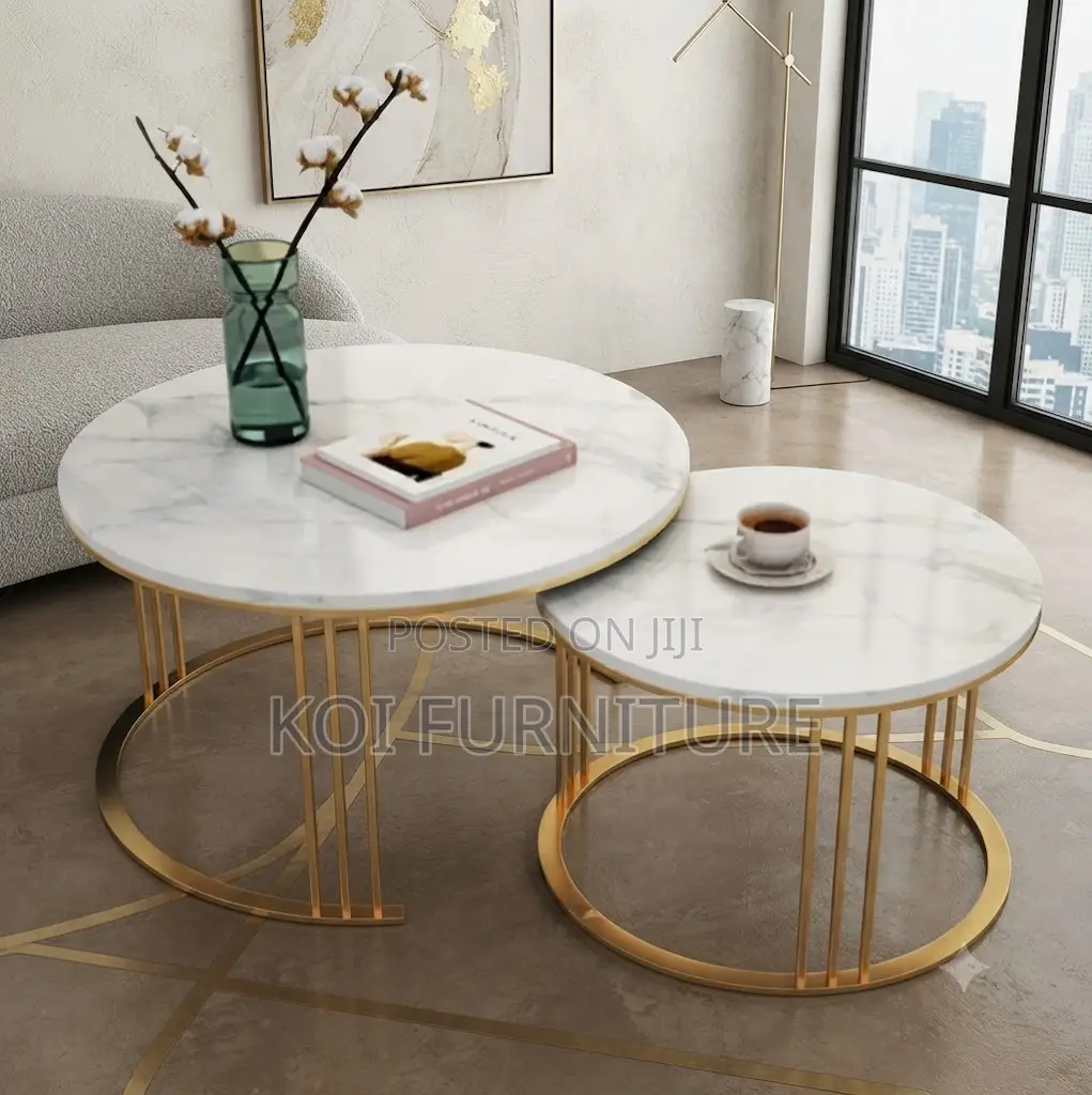 Coffee Table; Round Home Living Room Marble Coffee Table