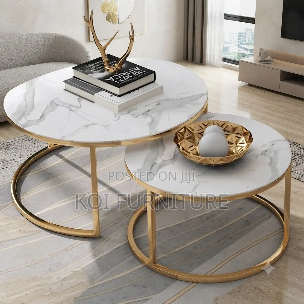 Coffee Table; Round Home Living Room Marble Coffee Table