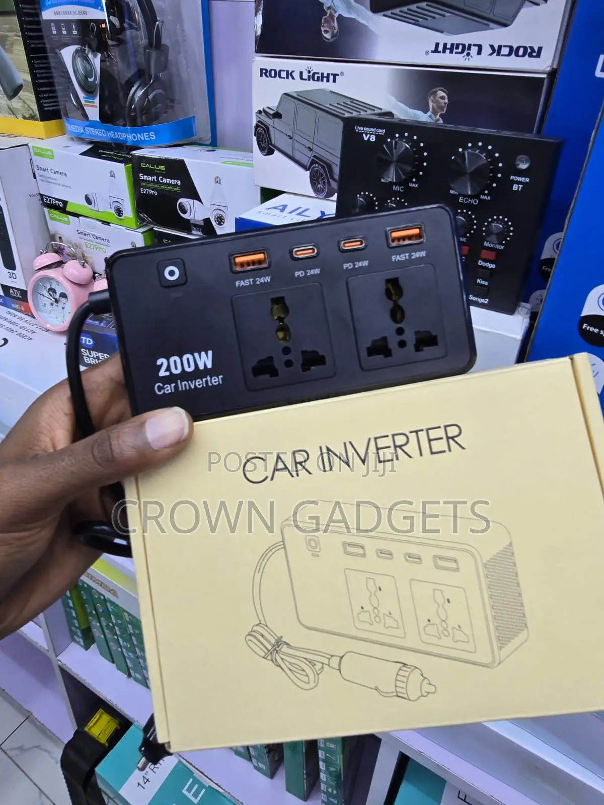 200W Vehicle Power Inverter With AC USB Type-C Ports