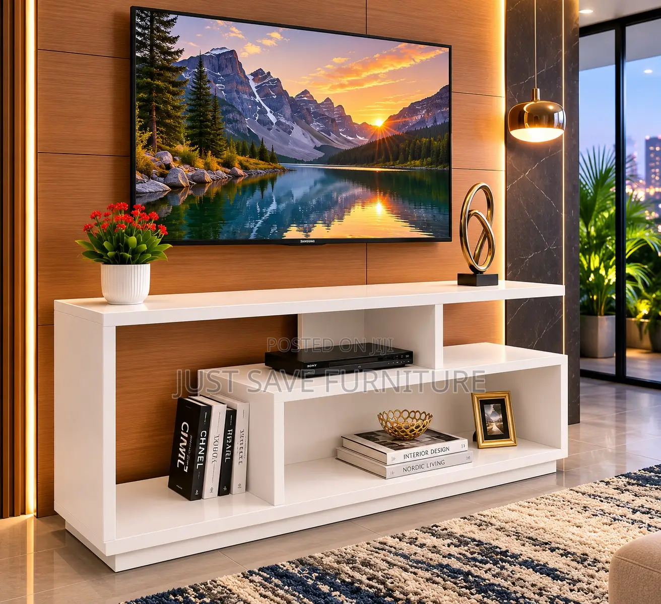 Modern 4FT Open Shelf TV Stand Entertainment Unit