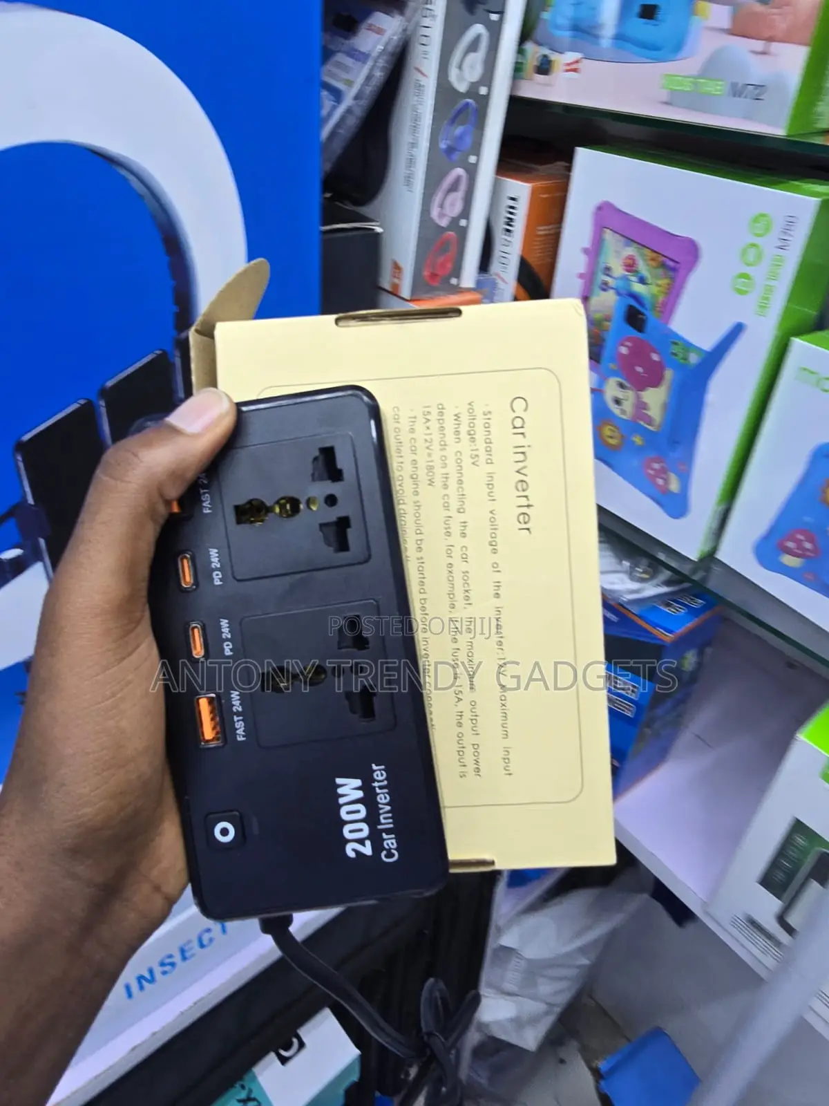 12V Car Power Inverter 200W With Dual AC USB Charging