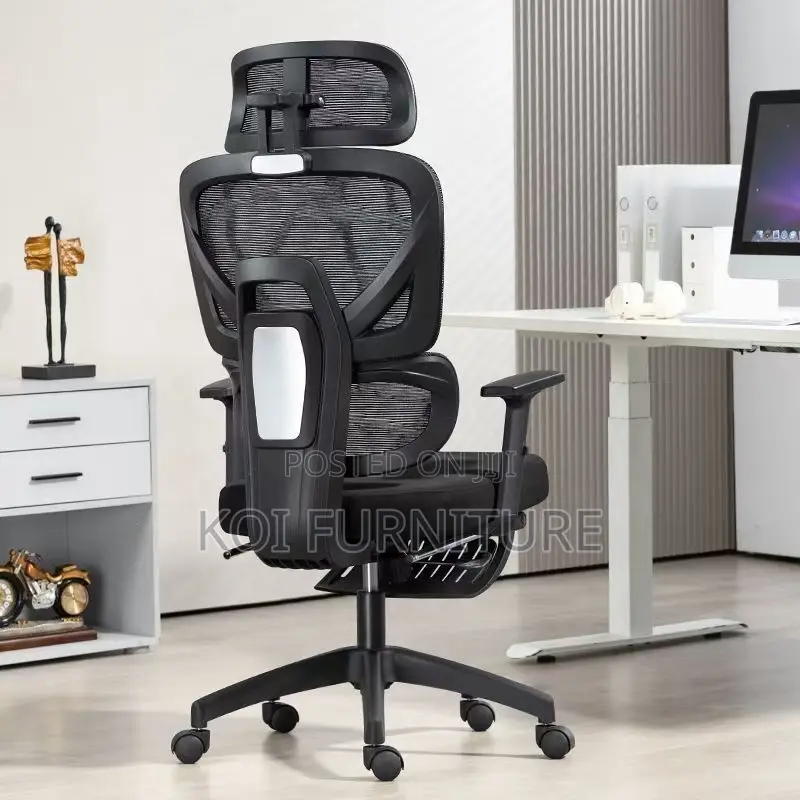 Office Chairs; White Orthopedic Executive Chair With Footrest