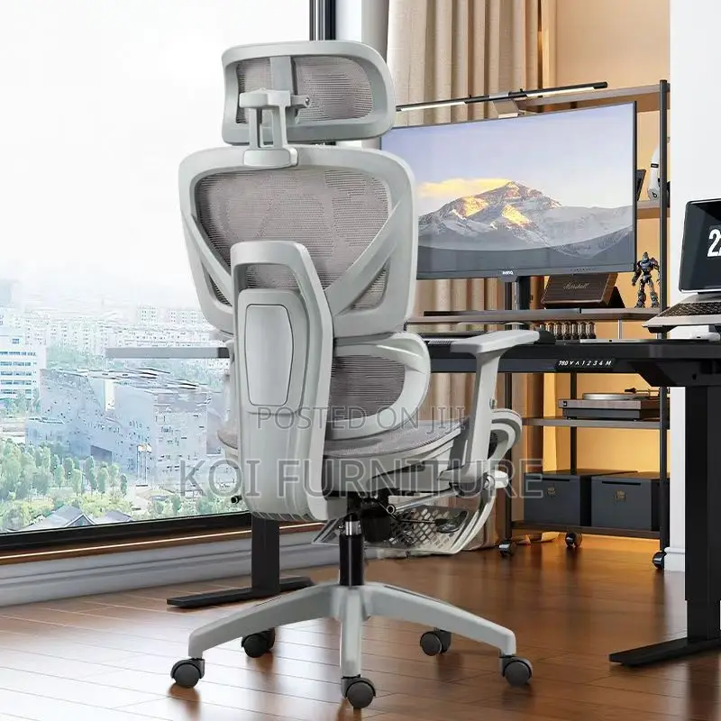 Office Chairs; White Orthopedic Executive Chair With Footrest