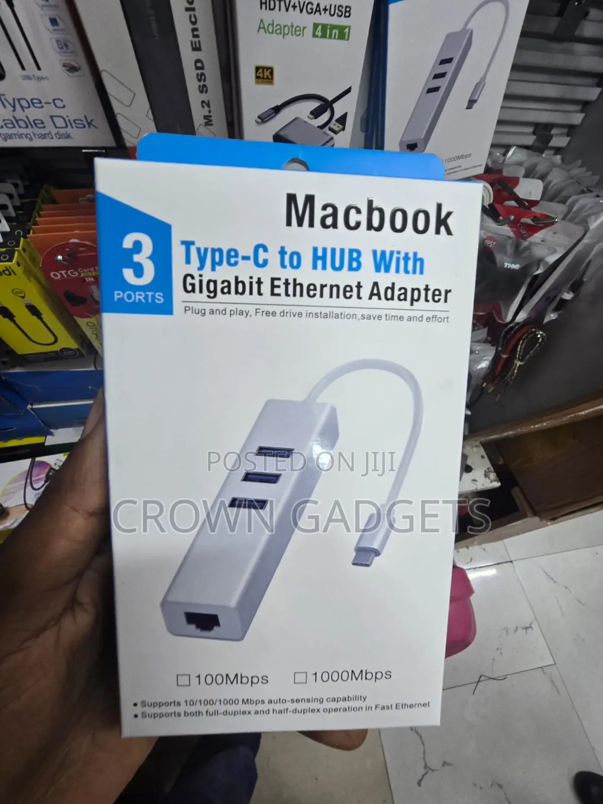 USB-C 4 in 1 Hub With Gigabit Ethernet 3 USB Ports
