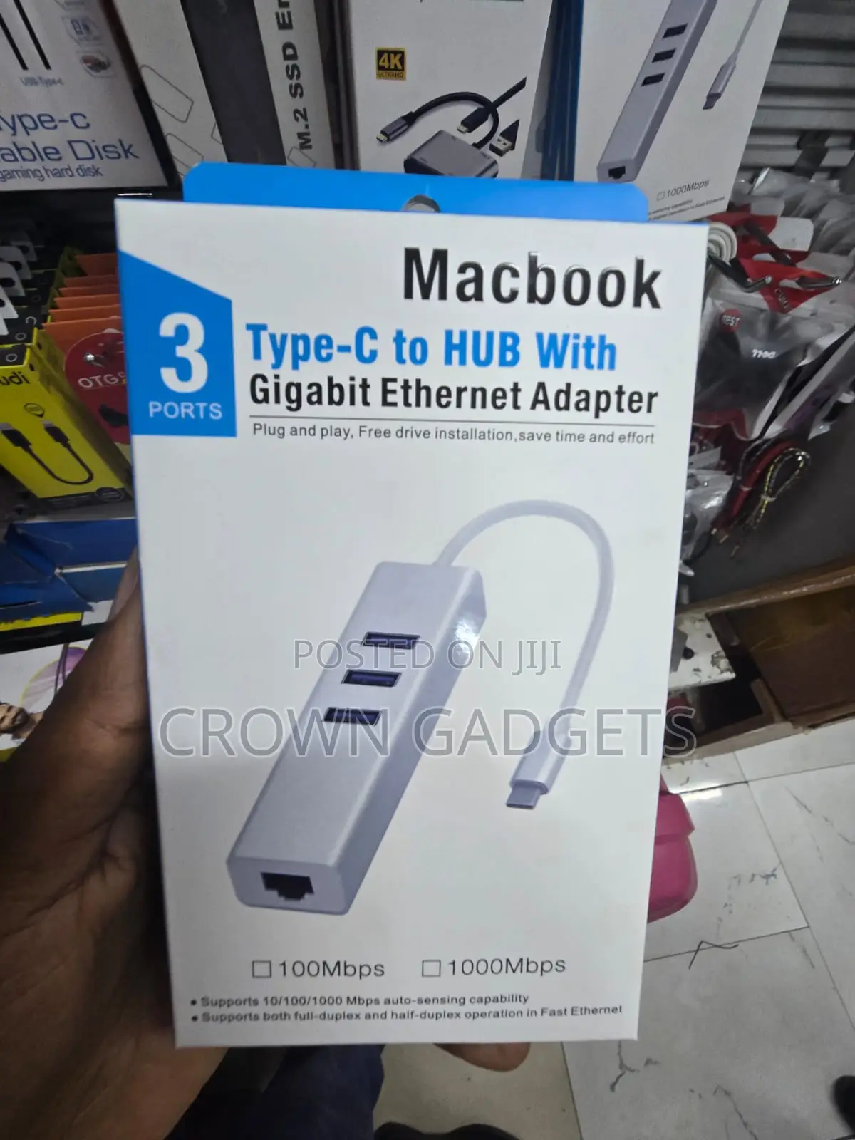 Type-C Hub With RJ45 Gigabit LAN USB 3.0 Adapter