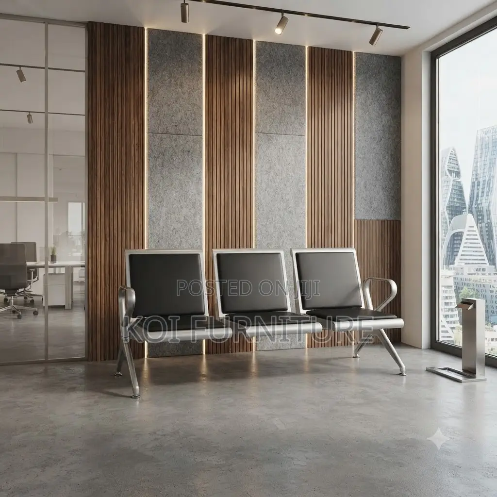 Office Bench; Three Seaters Leather Modern Way Reception Urban Bench