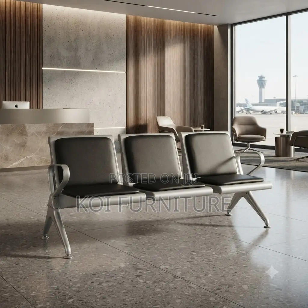 Office Bench; Three Seaters Leather Modern Way Reception Urban Bench