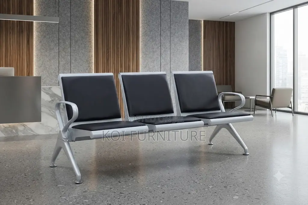 Office Bench; Three Seaters Leather Modern Way Reception Urban Bench