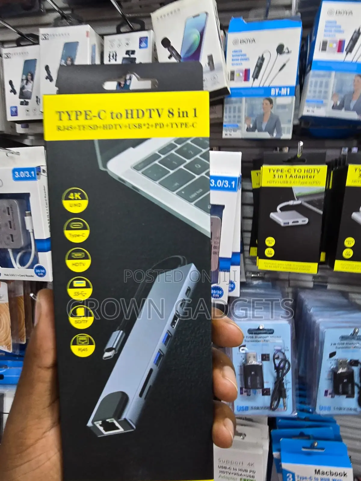 USB-C 8 in 1 Hub Hdmi Rj45 Sd Tf Pd USB Adapter