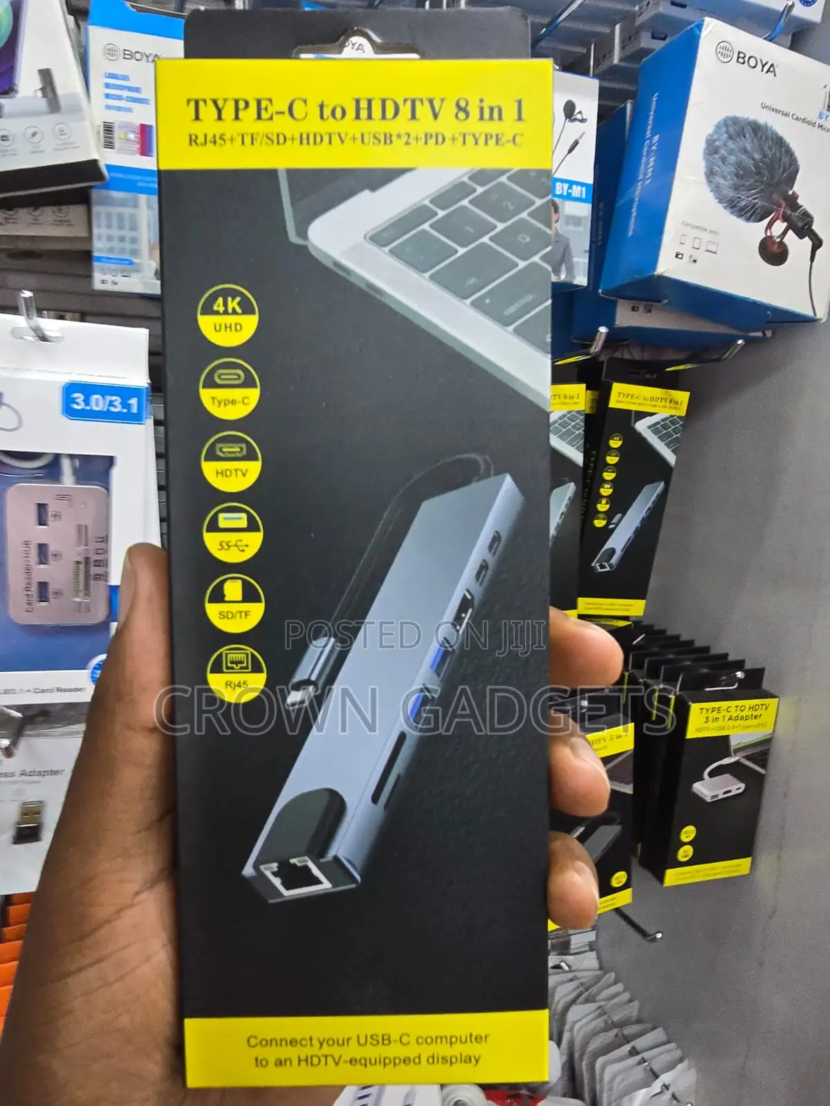 8 in 1 USB-C Hub With HDMI RJ45 SD TF PD Charging
