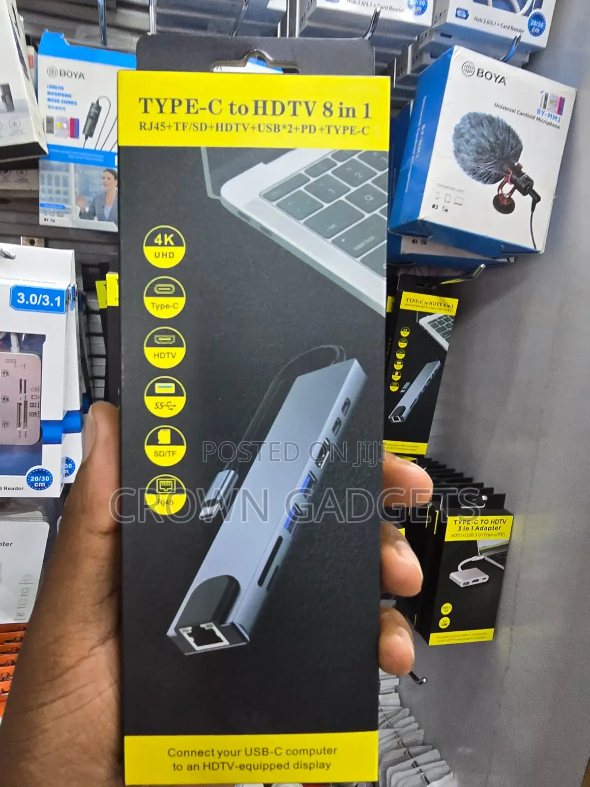 8 in 1 USB-C Hub With HDMI RJ45 SD TF PD Charging
