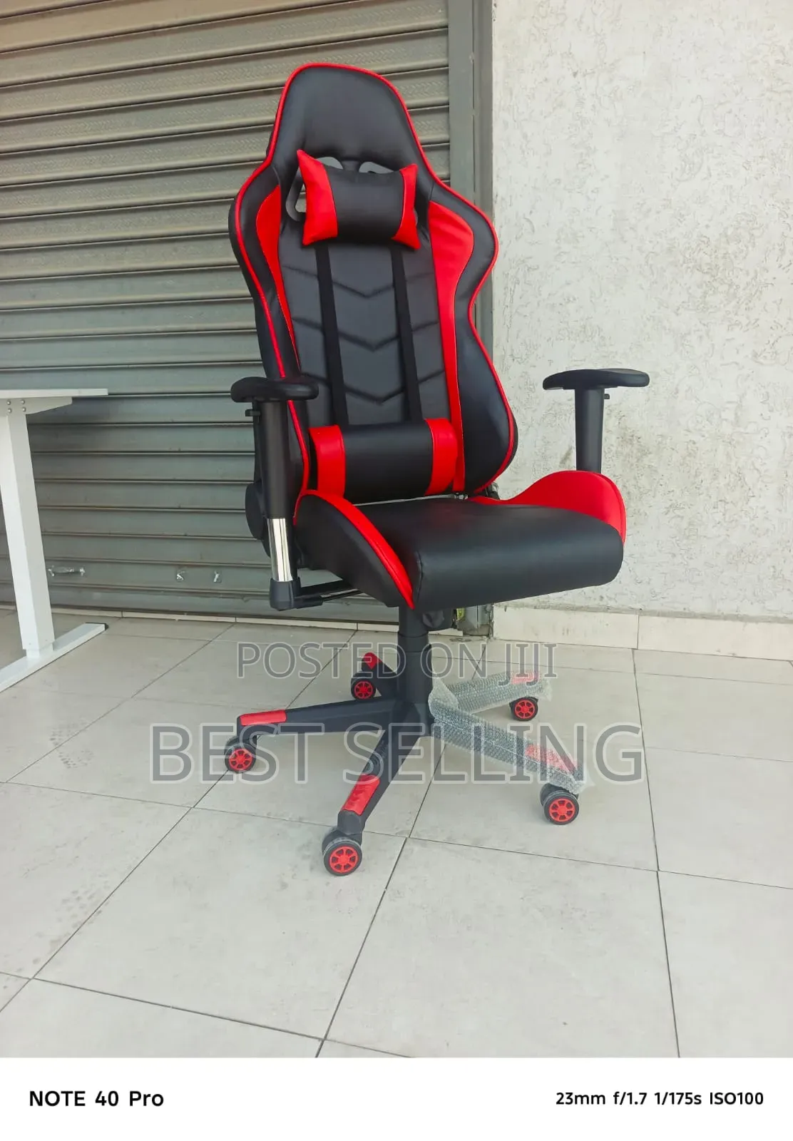 Red Black Leather Gaming Chair - Reclining