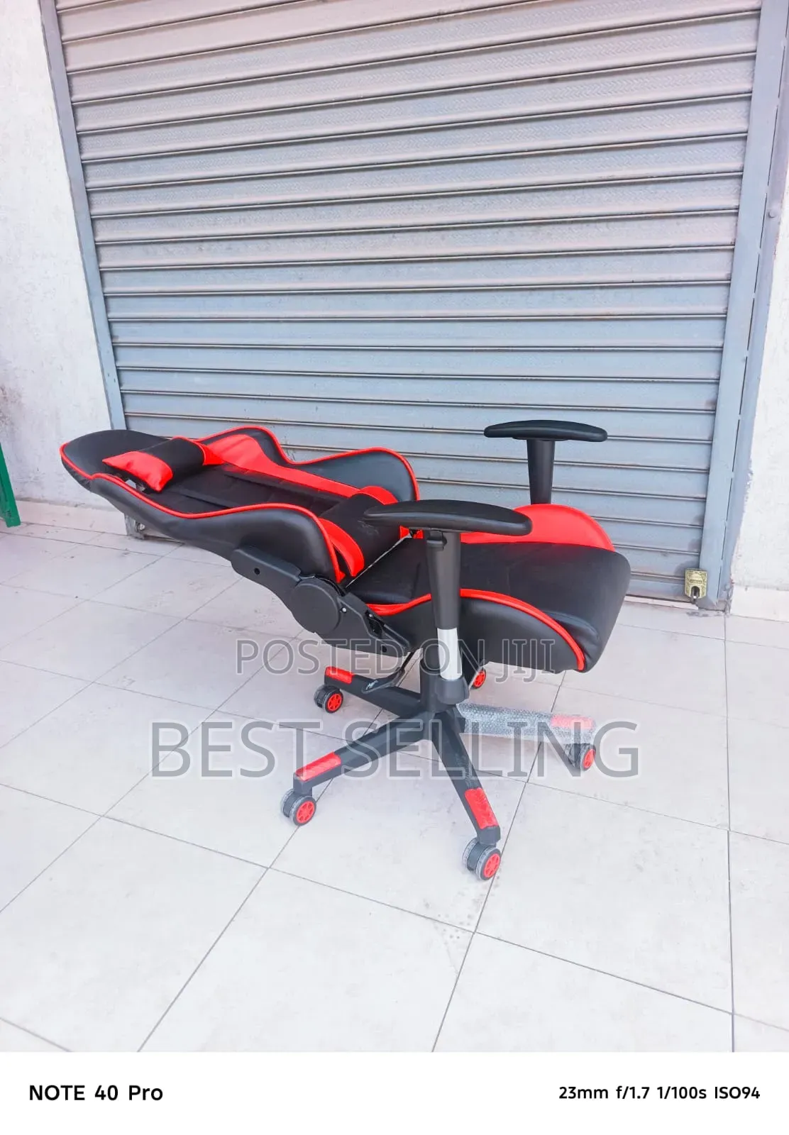 Red Black Leather Gaming Chair - Reclining