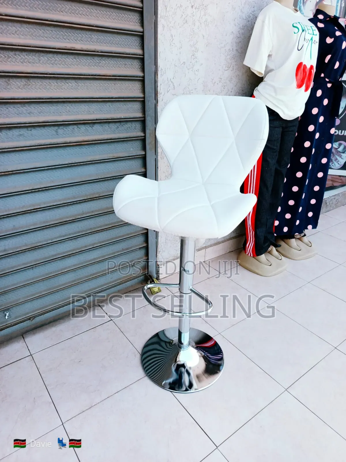 Modern White Adjustable Barstool