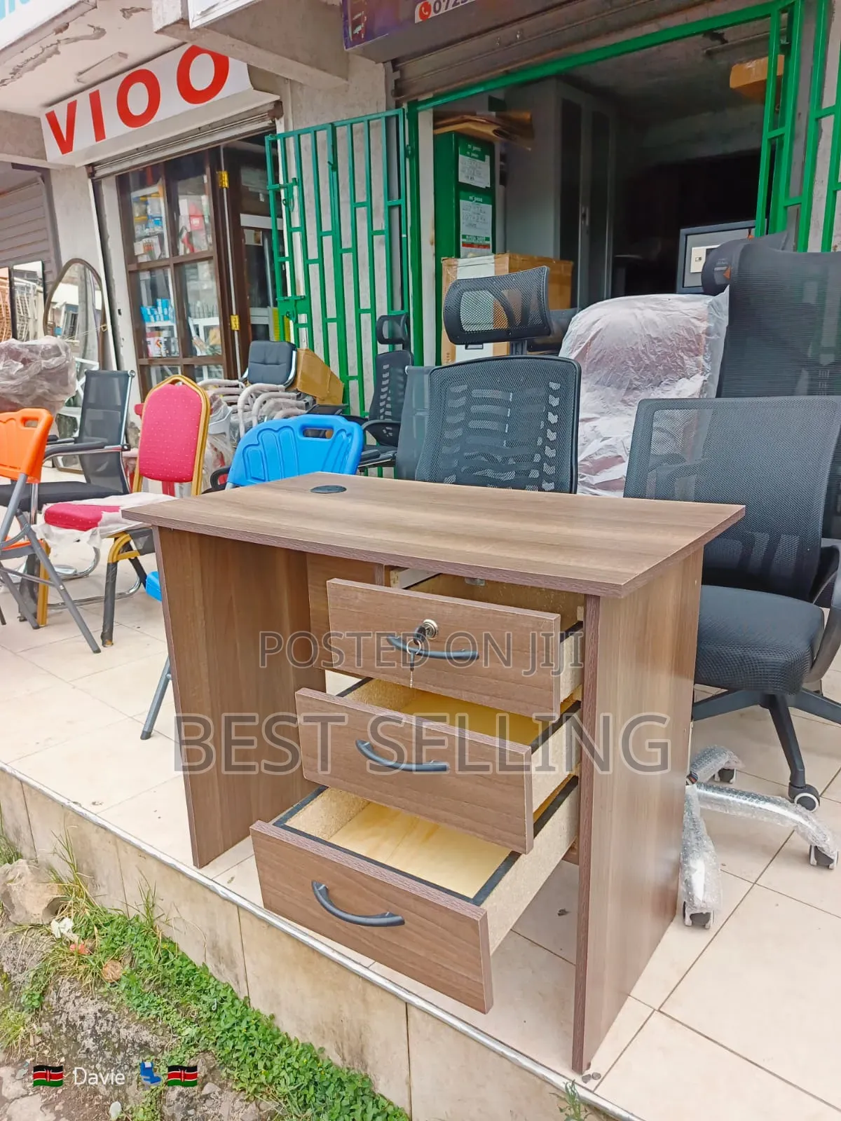 1m American Walnut Home Office Desk