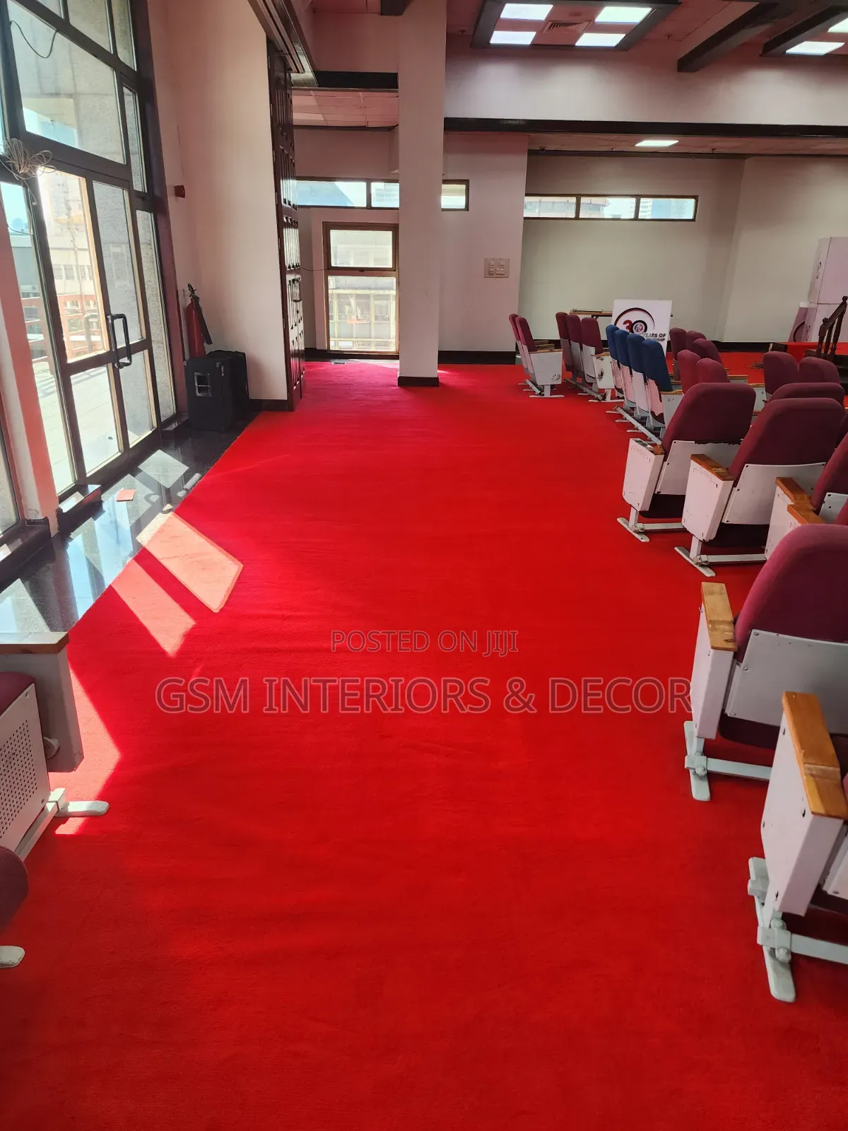 Wall to Wall Red Carpets for Conference Halls and Boardrooms