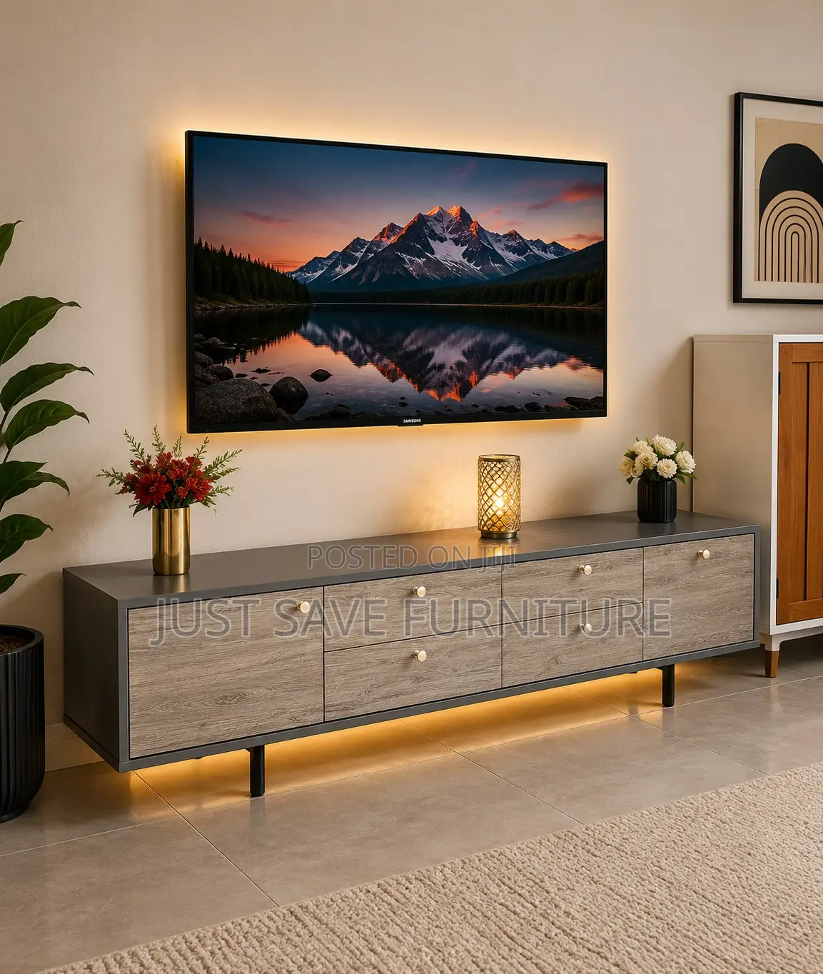 Modern 6FT Wooden TV Stand With Drawers Cabinets