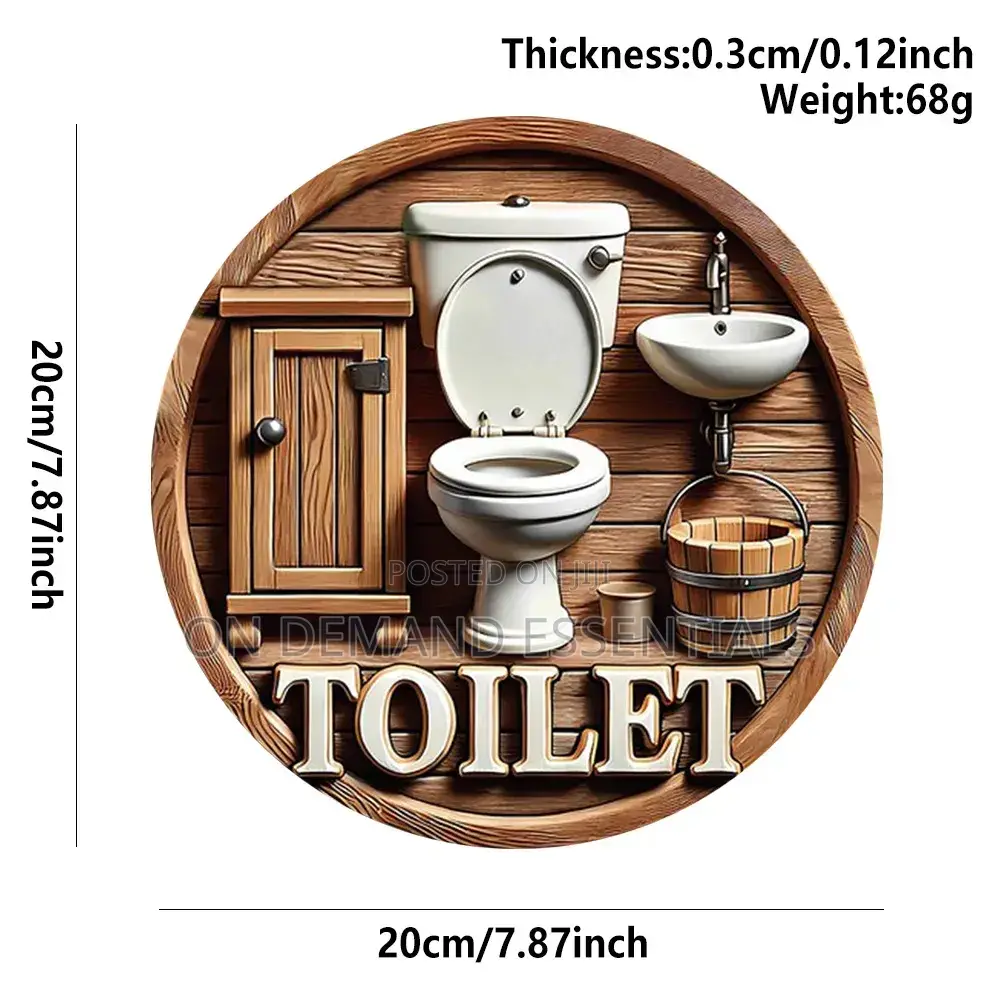 2D Flat Wooden Bathroom Hanging Decor Sign
