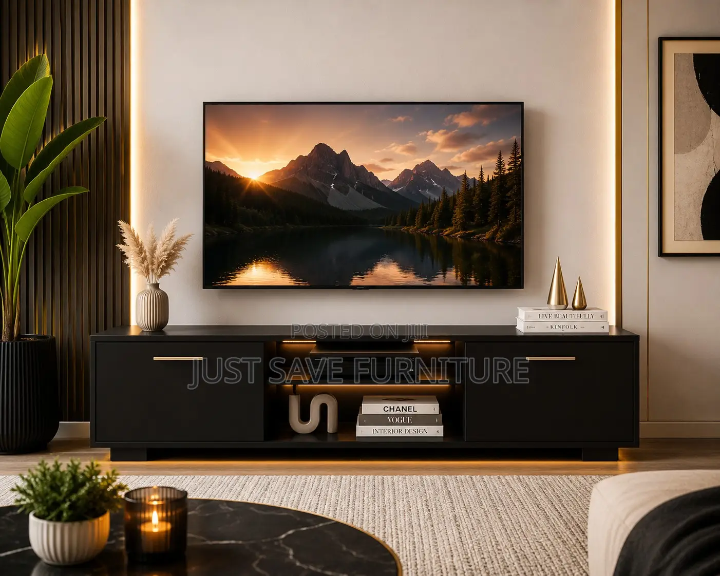 Modern 5FT All-Black TV Stand