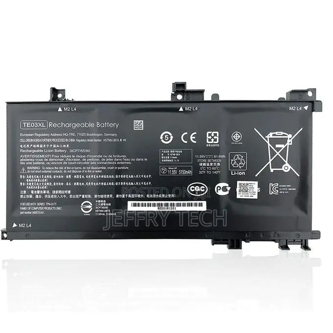 TE03/TE03XL Battery for HP Pavilion 15 and HP Omen 15 Series - Black